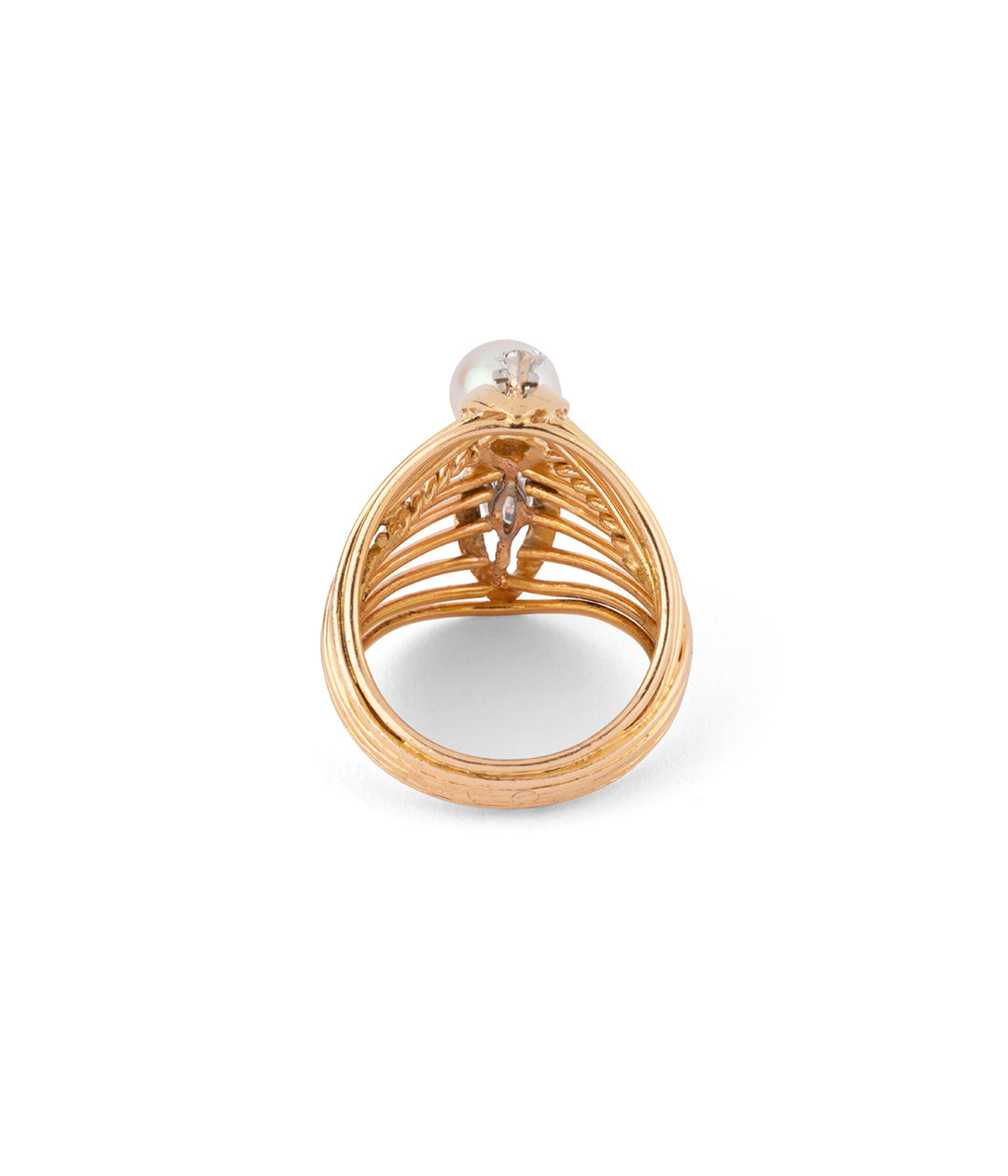 Retro pearl diamonds gold ring "Sabby" - Caillou Paris 