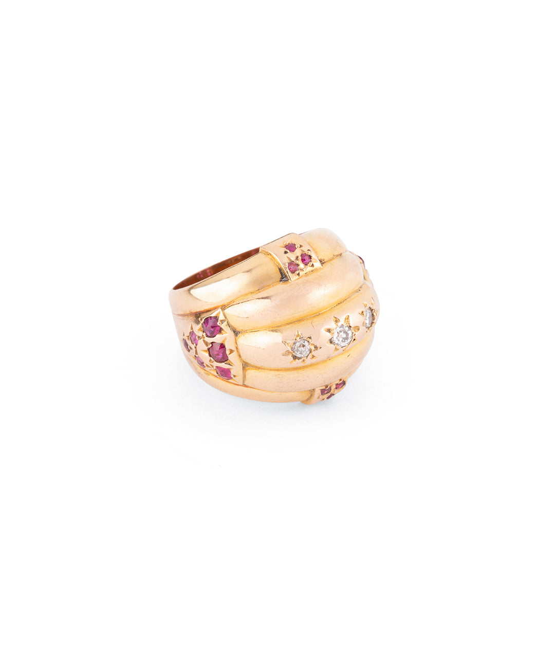 Tank retro ring rubies and diamonds "Zeia" - Caillou Paris