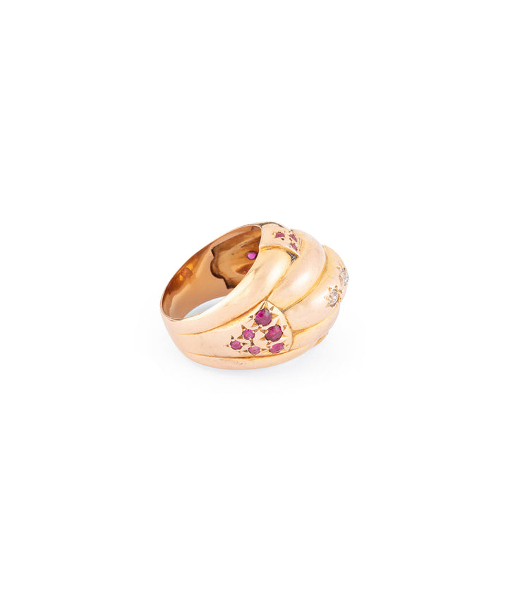 Tank ring rubis and diamonds "Zeia" - Caillou Paris