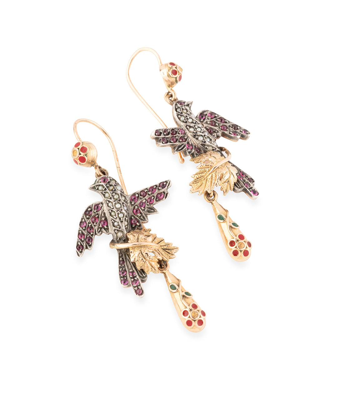 Victorian-bird-earrings-rubies-pearls-Maime-Caillou-Paris