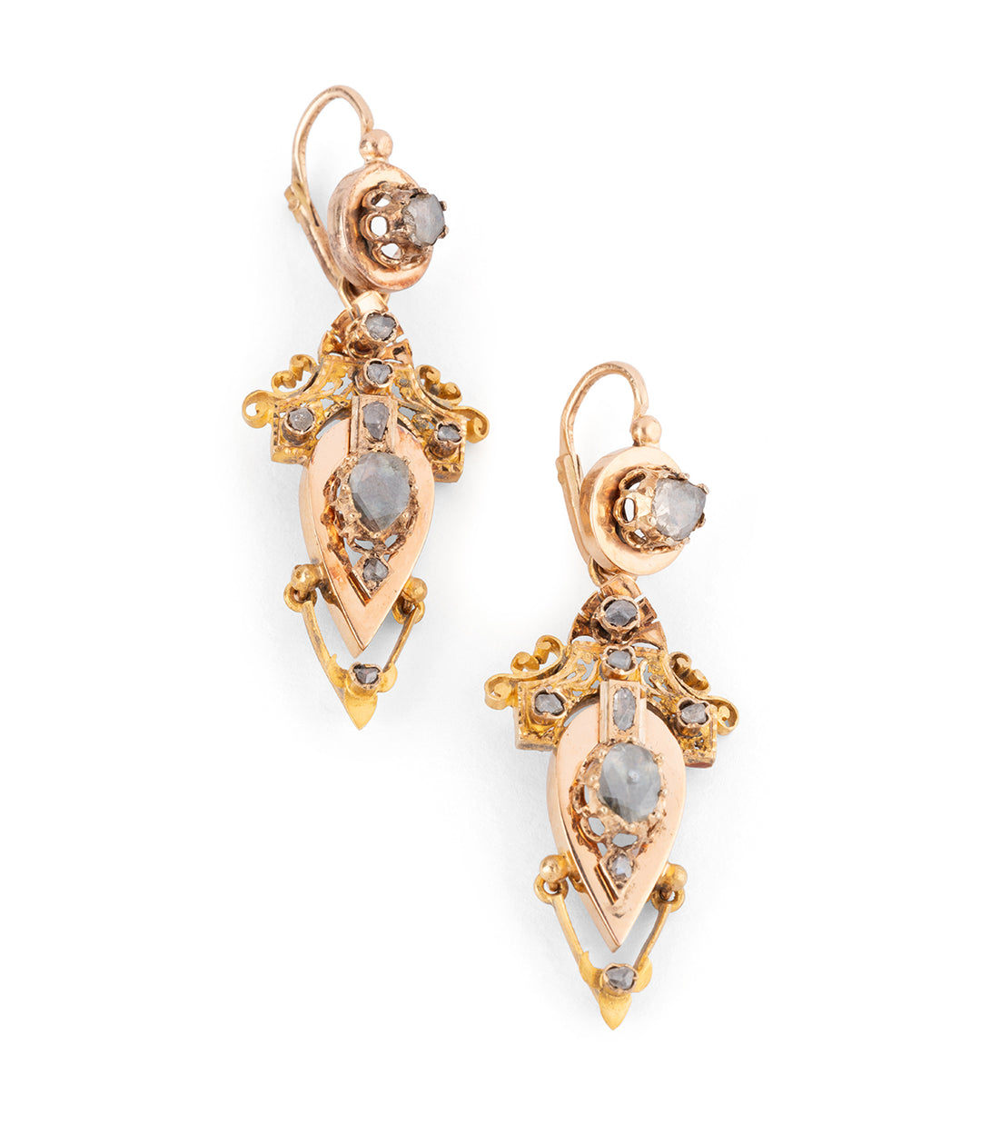 Victorian diamonds gold earrings "Tymen" - Caillou Paris