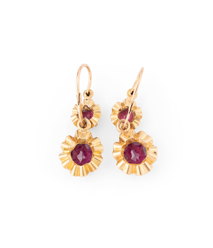 Victorian gold earrings garnet "Maera" - Caillou Paris