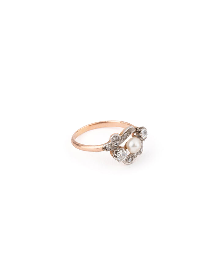 Victorian pearl diamond engagement ring "Elena" - Caillou Paris 