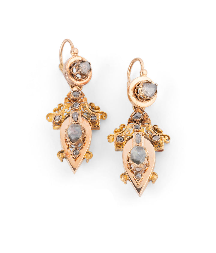 Victorian rosecut diamonds earrings "Tymen" - Caillou Paris