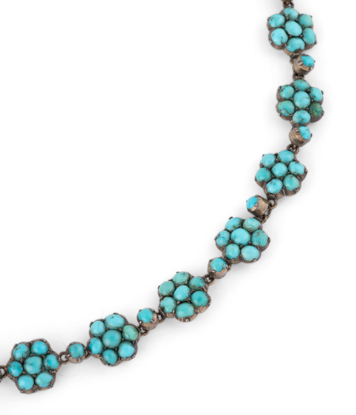 Victorian silver turquoise necklace "Jovan" - Caillou Paris 