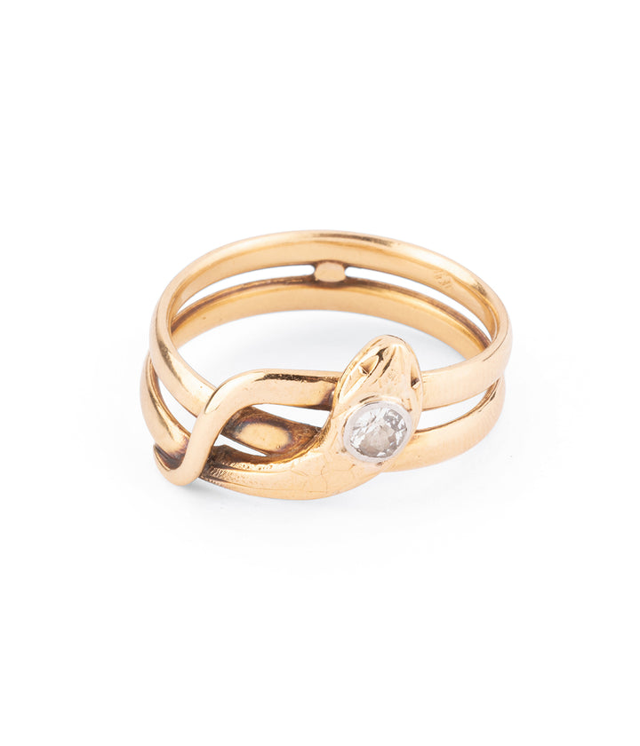 Victorian snake ring diamonds and gold "Pago" - Caillou Paris