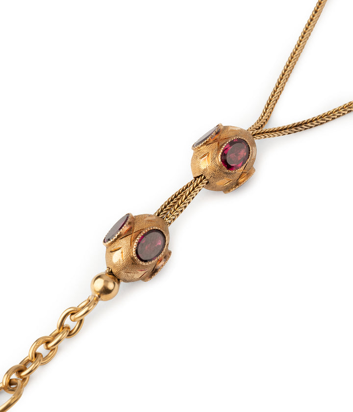 Victorian-watch-chain-18k-gold-garnets-Auda