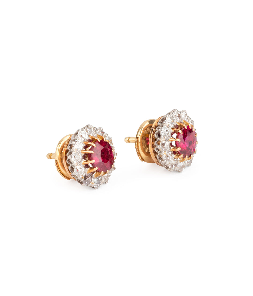 Vintage-cluster-earrings-studs-diamonds-rubies-Gaea-Caillou-Paris