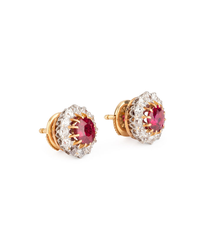 Vintage-cluster-earrings-studs-diamonds-rubies-Gaea-Caillou-Paris