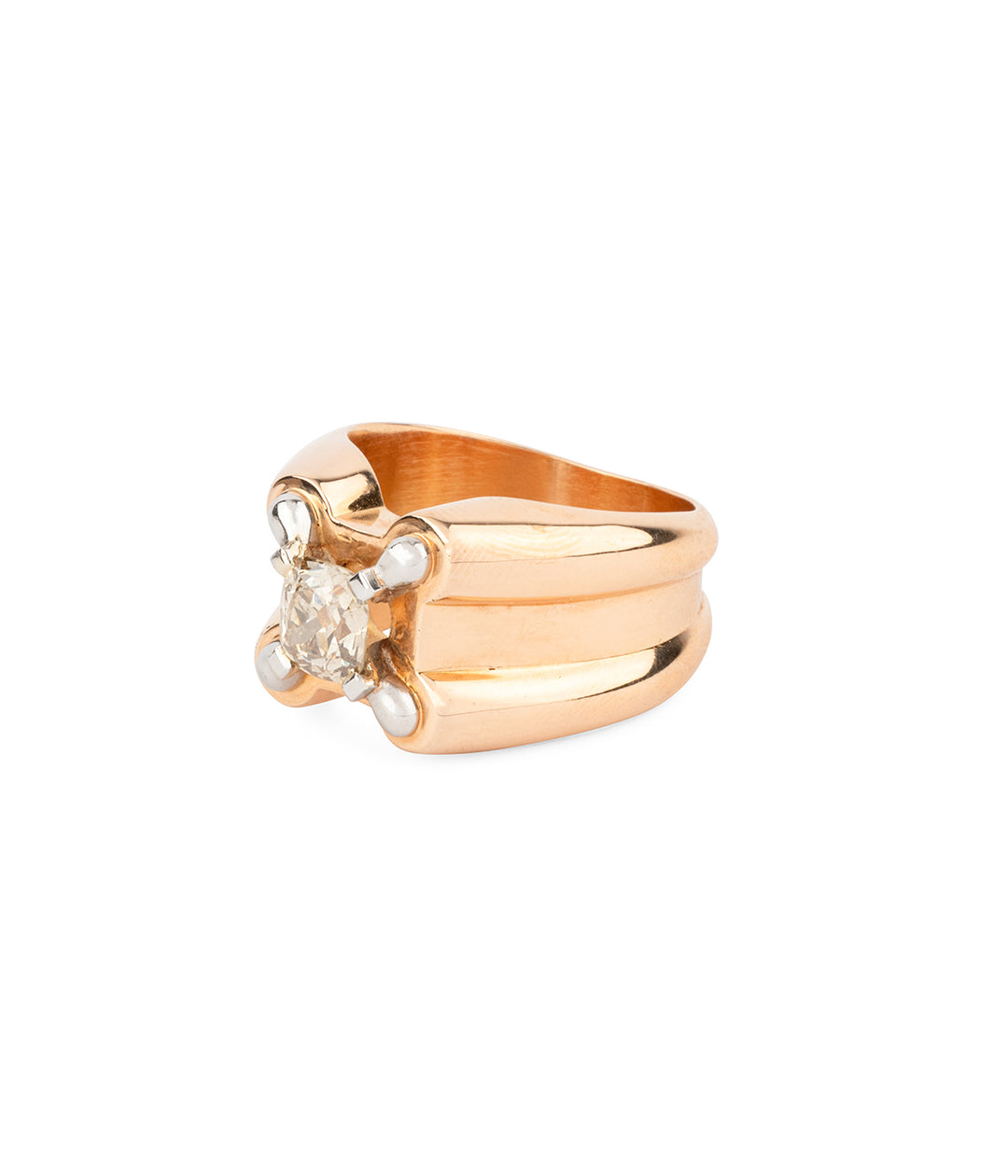Vintage-diamond-ring-pink-gold-Driss-Caillou-Paris