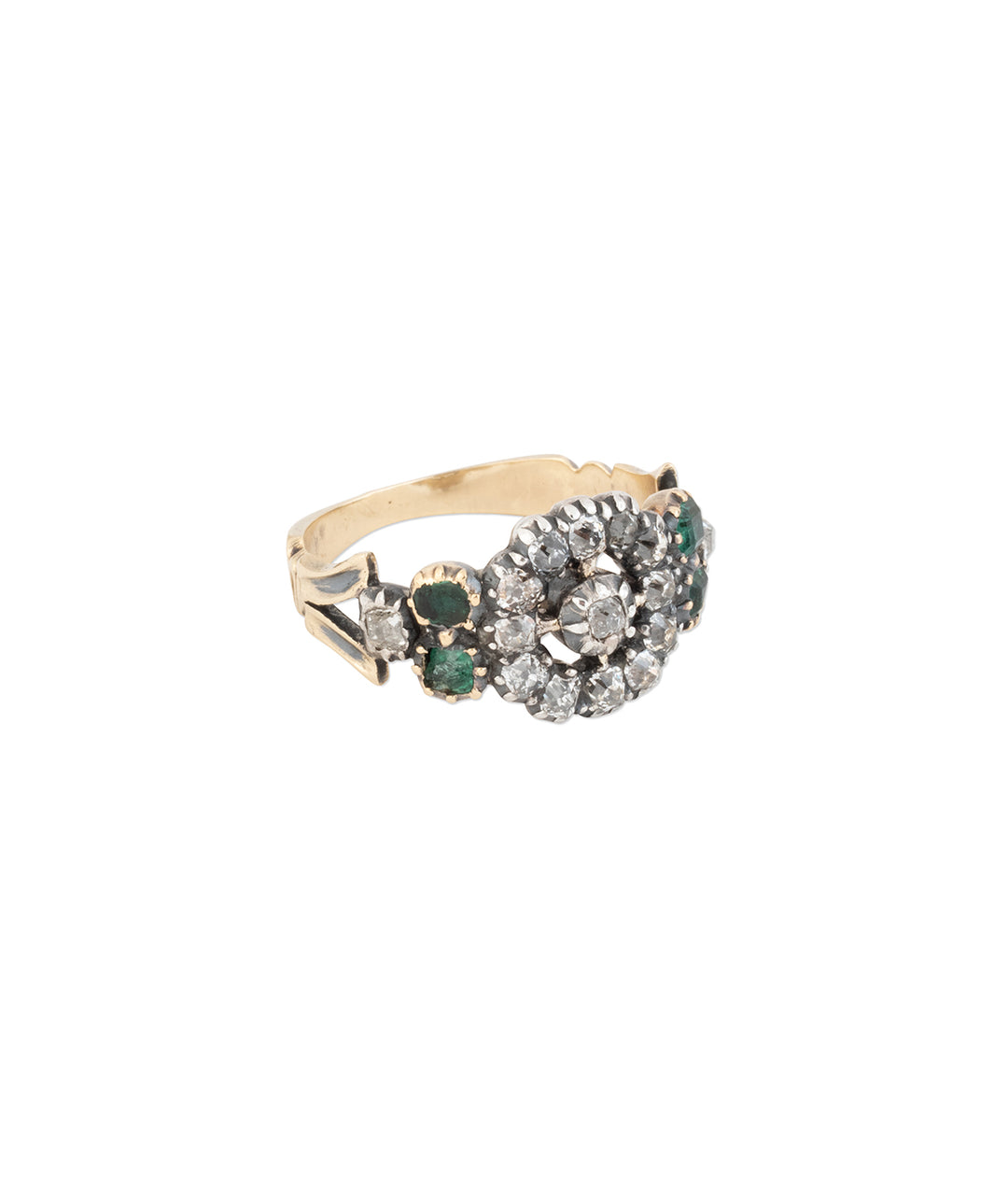 Vintage-floral-ring-diamonds-emeralds-18th-century-Danie