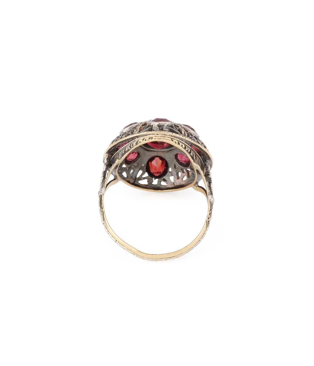 Vintage-garnet-ring-silver-gold-Rino-Caillou-Paris