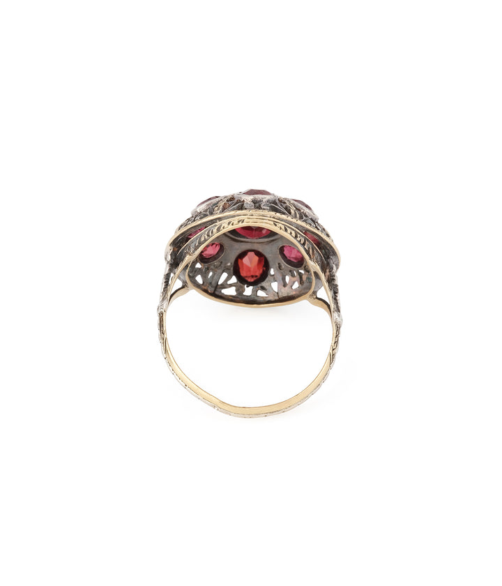 Vintage-garnet-ring-silver-gold-Rino-Caillou-Paris