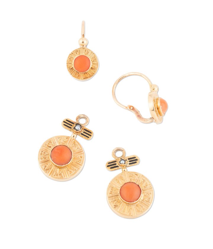 Vintage-gold-earrings-coral-Pattie