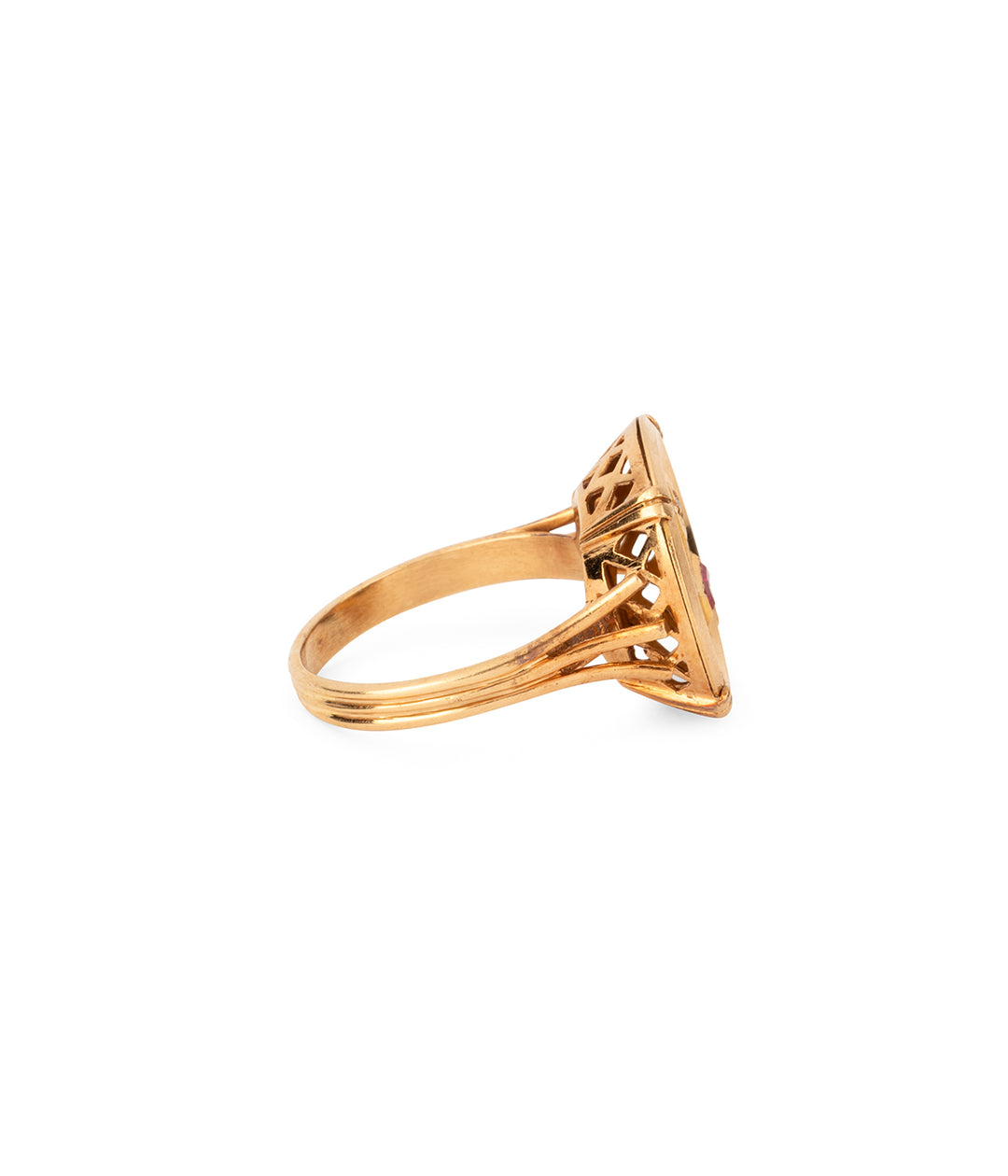 Vintage-gold-ring-diamond-rubis-Caillou-Paris