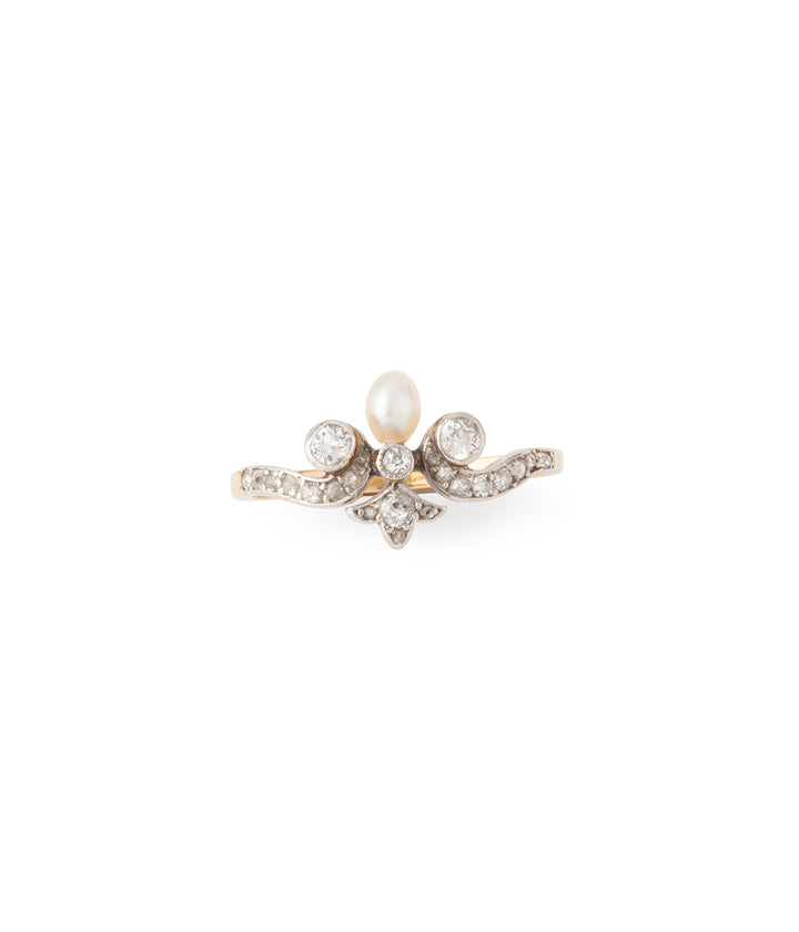 Vintage-gold-ring-diamonds-perle-Kushila