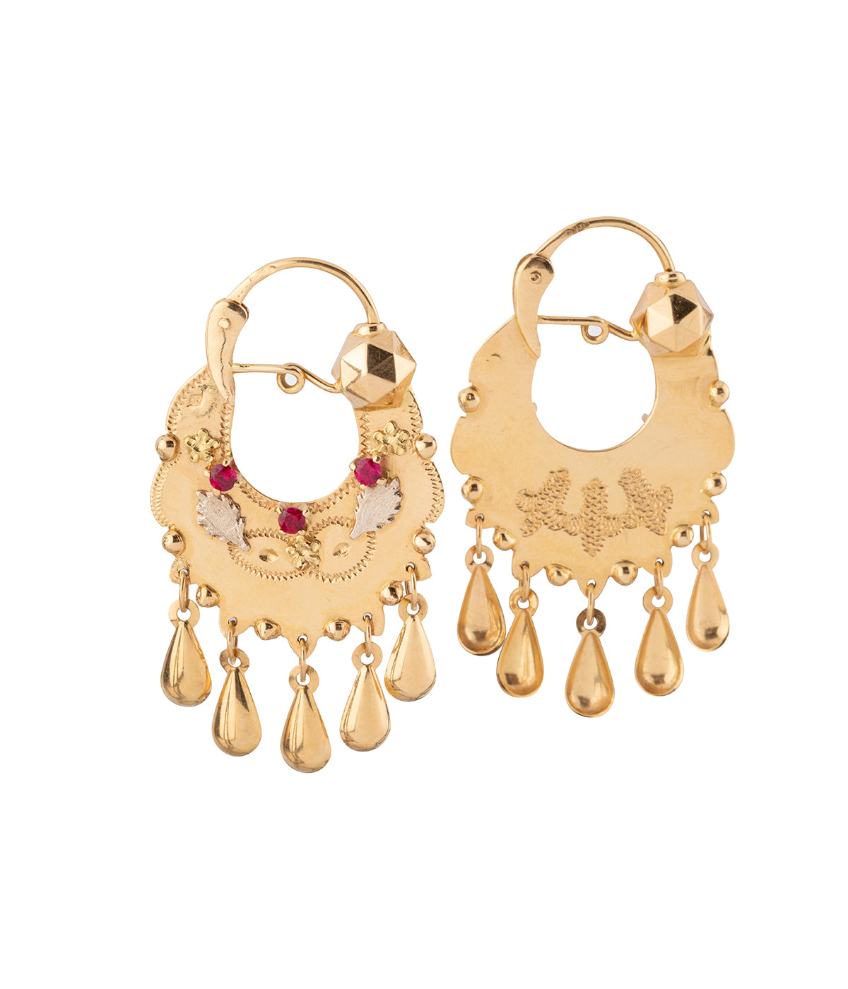 Vintage hoops gold rubies "Badal" - Caillou Paris