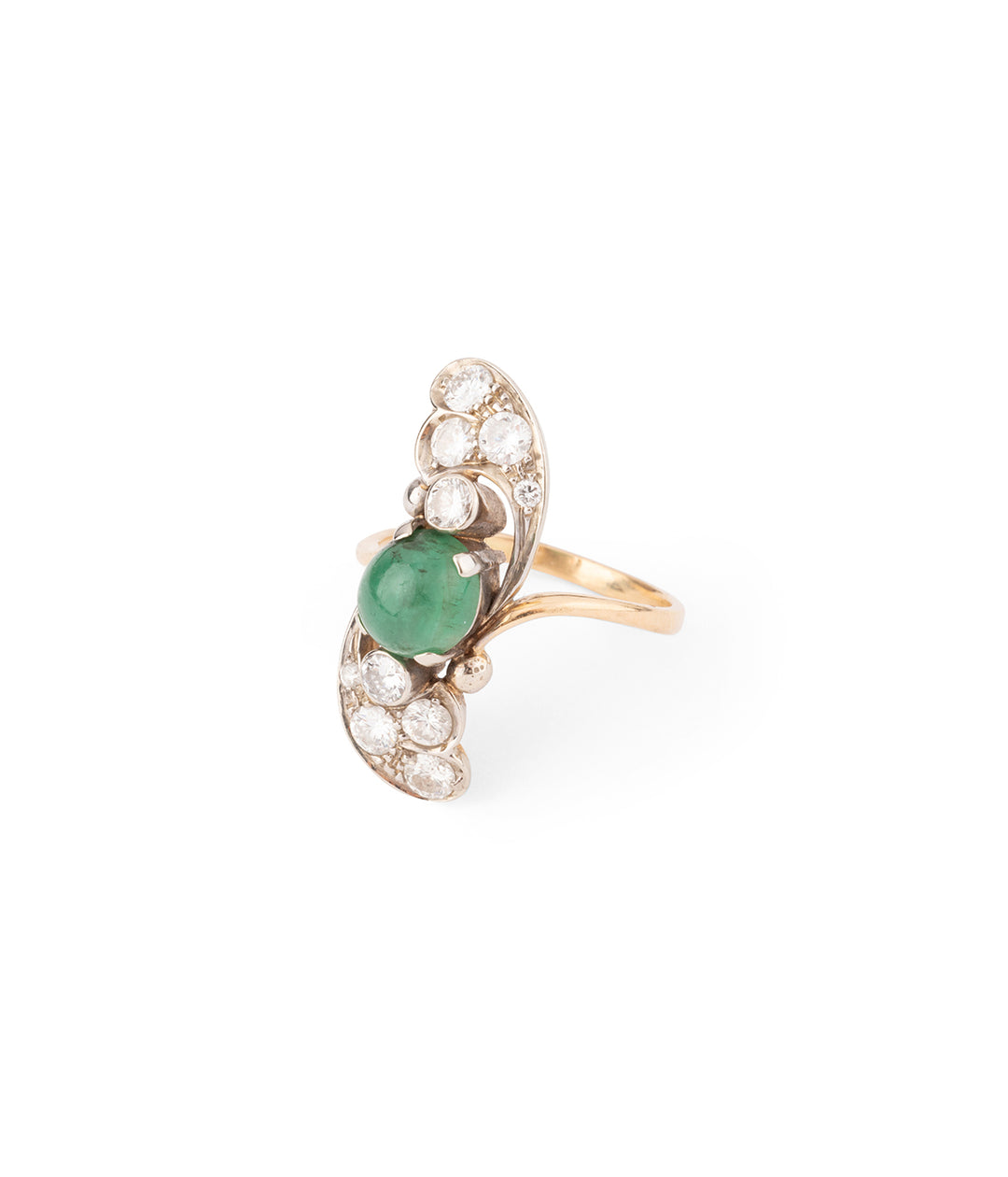 Vintage ring gold emerald diamonds "Hurko" - Caillou Paris