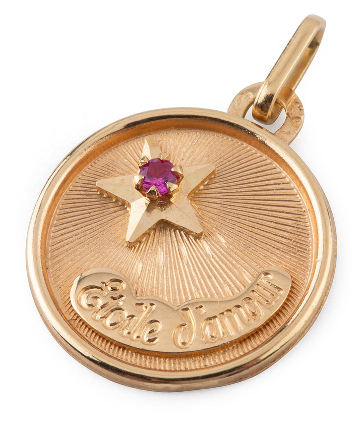 Vintage-sentimental-pendant-or-18k-ruby-Caillou-Paris