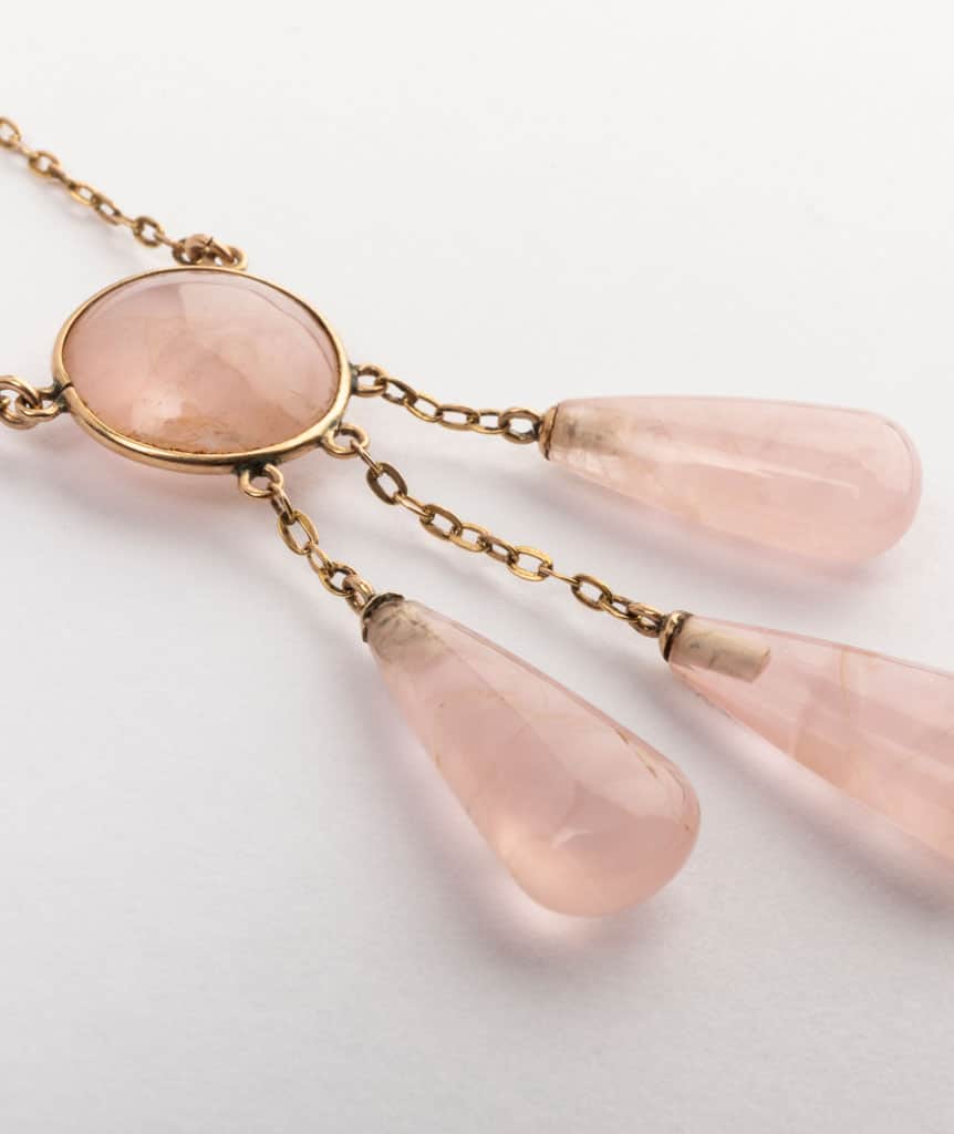 Antique neglected rose quartz necklace Blush - Caillou Paris
