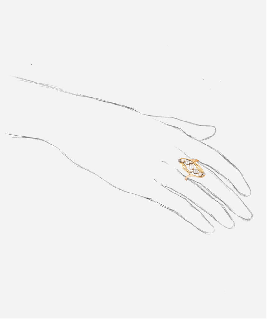 Caillou Paris - Bague Art nouveau Asta porter