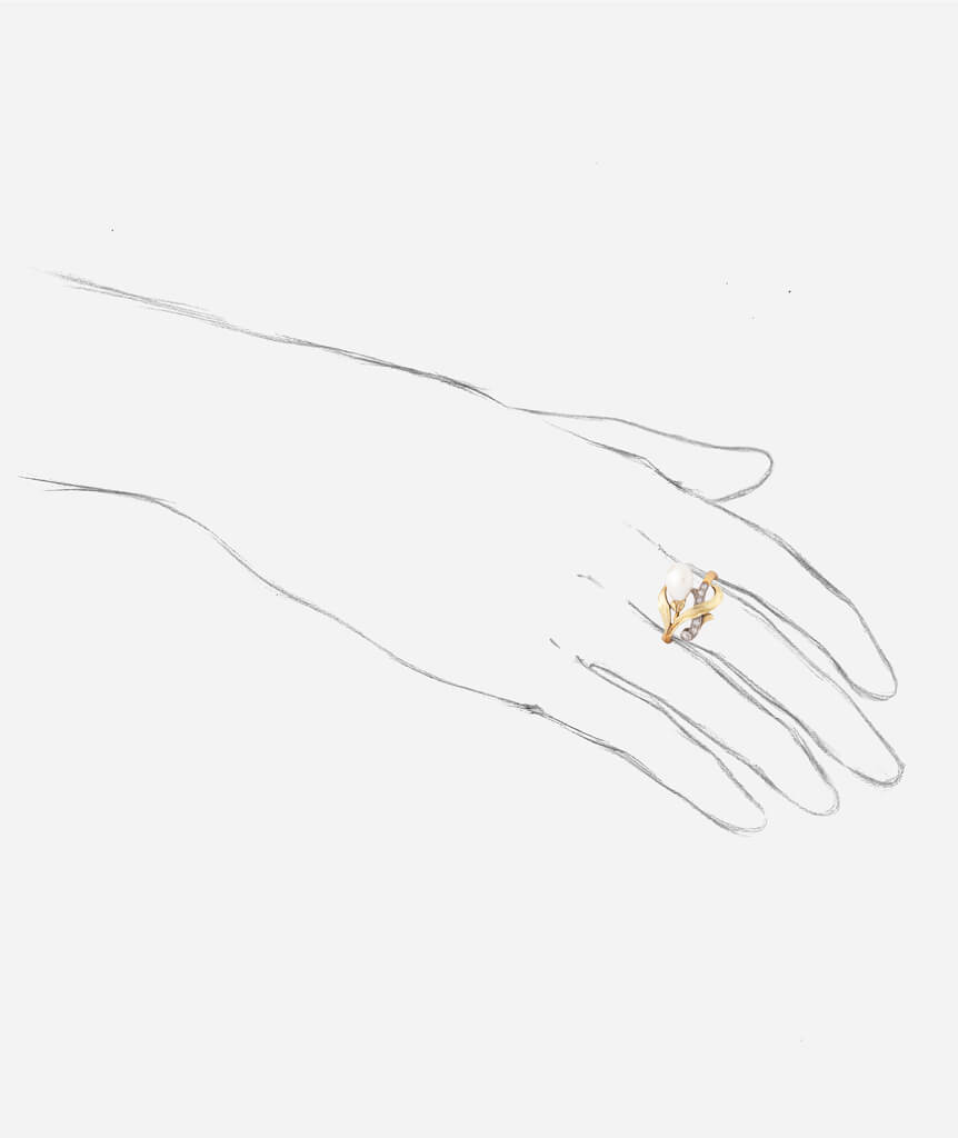 Caillou Paris - Bague Art nouveau Guila gros plan porter