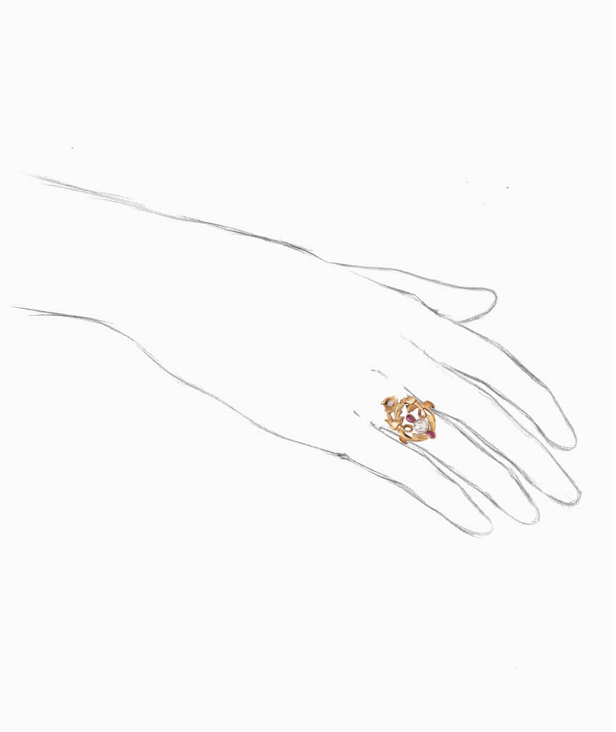 Caillou Paris - Bague Art nouveau Houxi porter