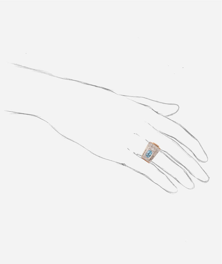 Caillou Paris - Bague Tank en or "Azora" porter