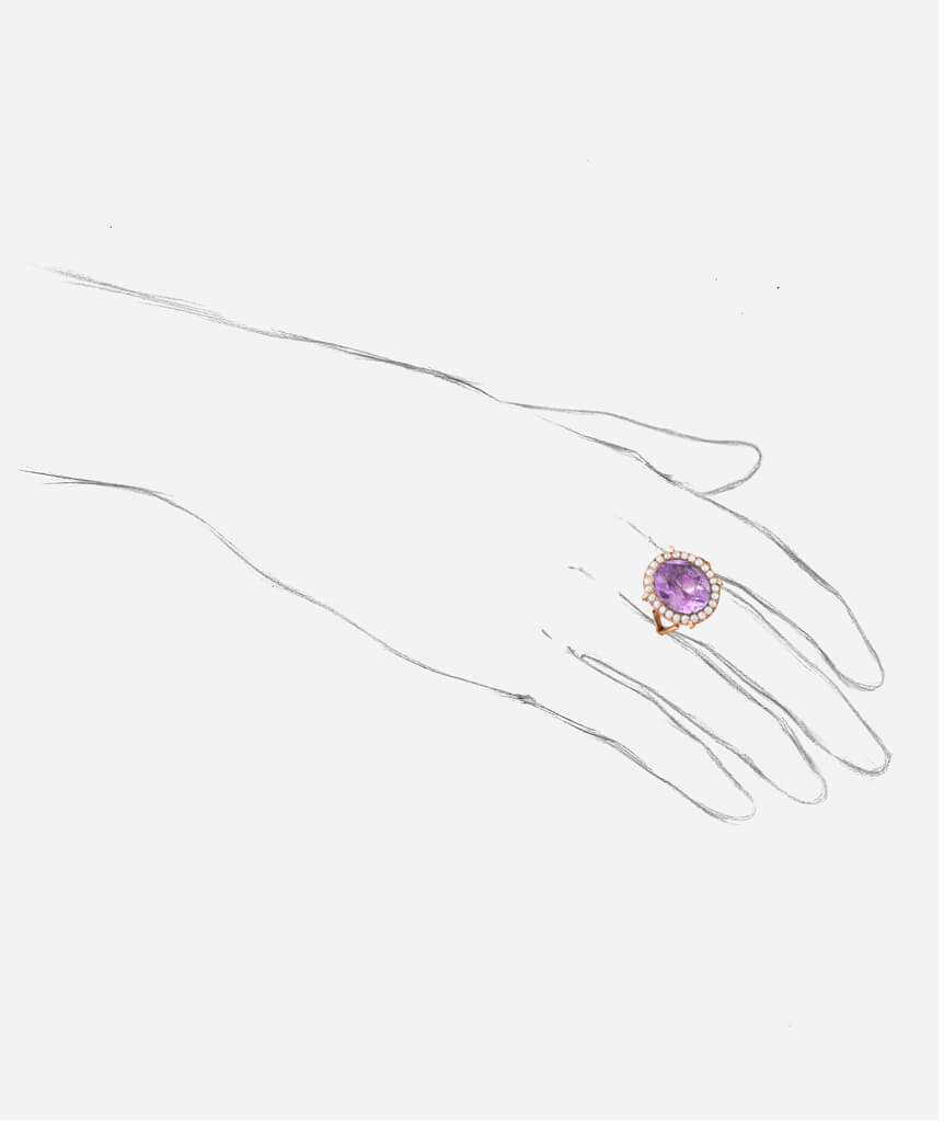 Caillou Paris - Bague ancienne Assia gros plan porter