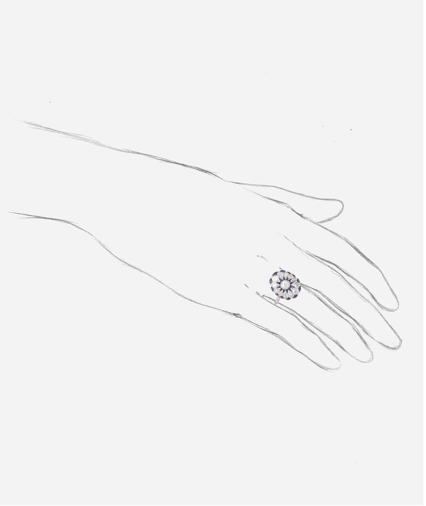 Caillou Paris - Bague ancienne diamant Calliste porter