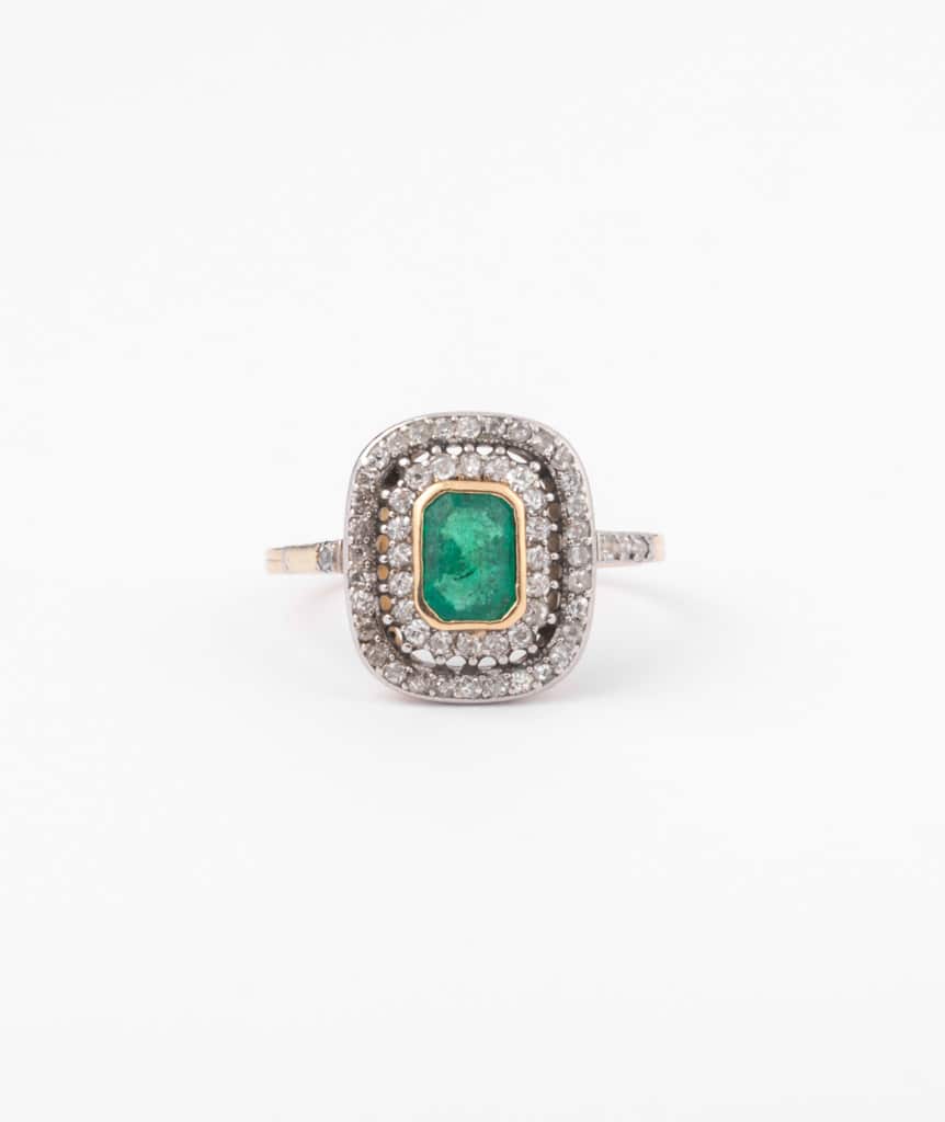 Bague ancienne émeraude "Ruriko"