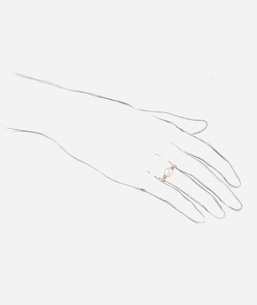 Caillou Paris - Bague ancienne perle Chau porter