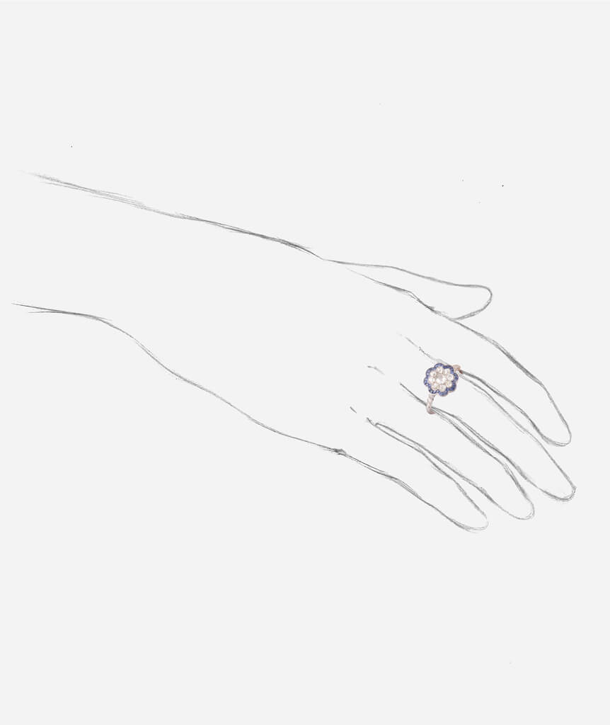 Bague marguerite ancienne Atasi porter