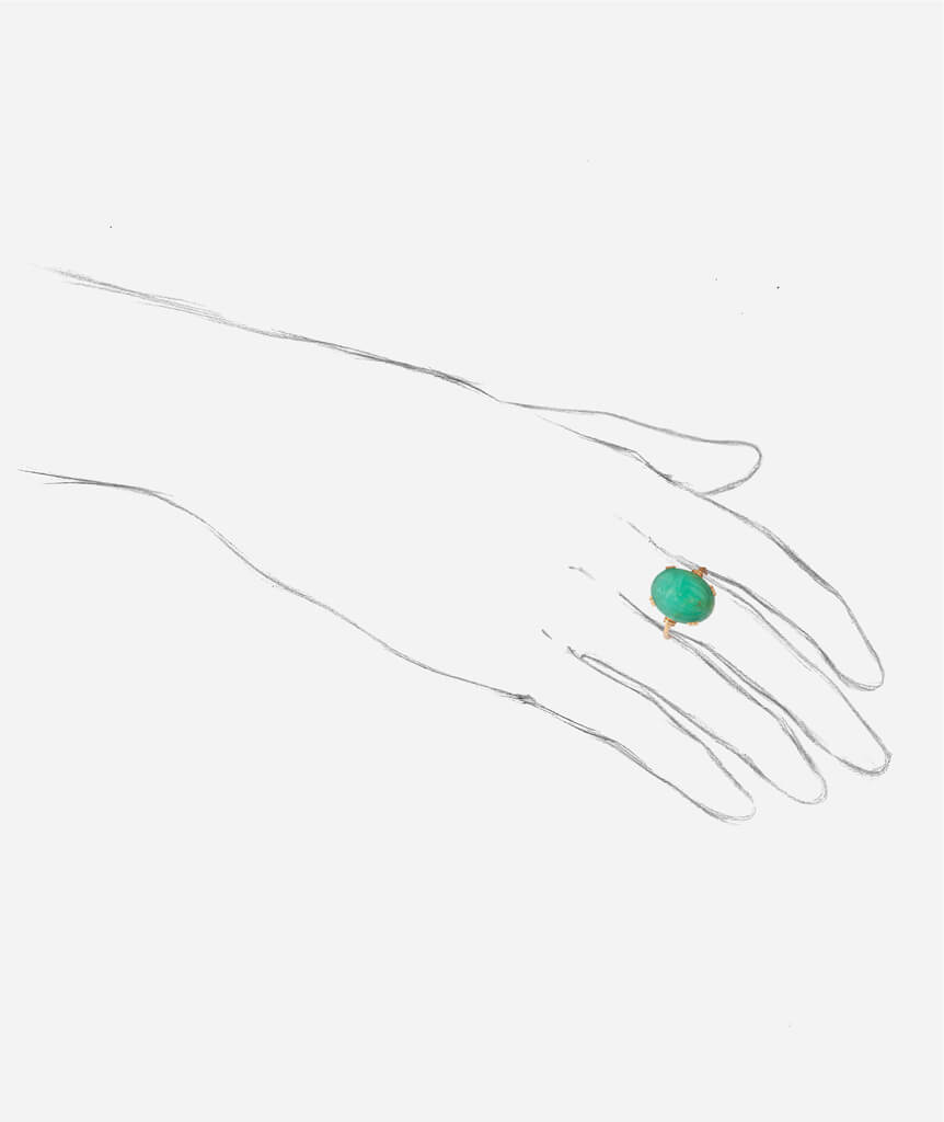 Caillou Paris - Bague ancienne scarabee “Khepri” porter