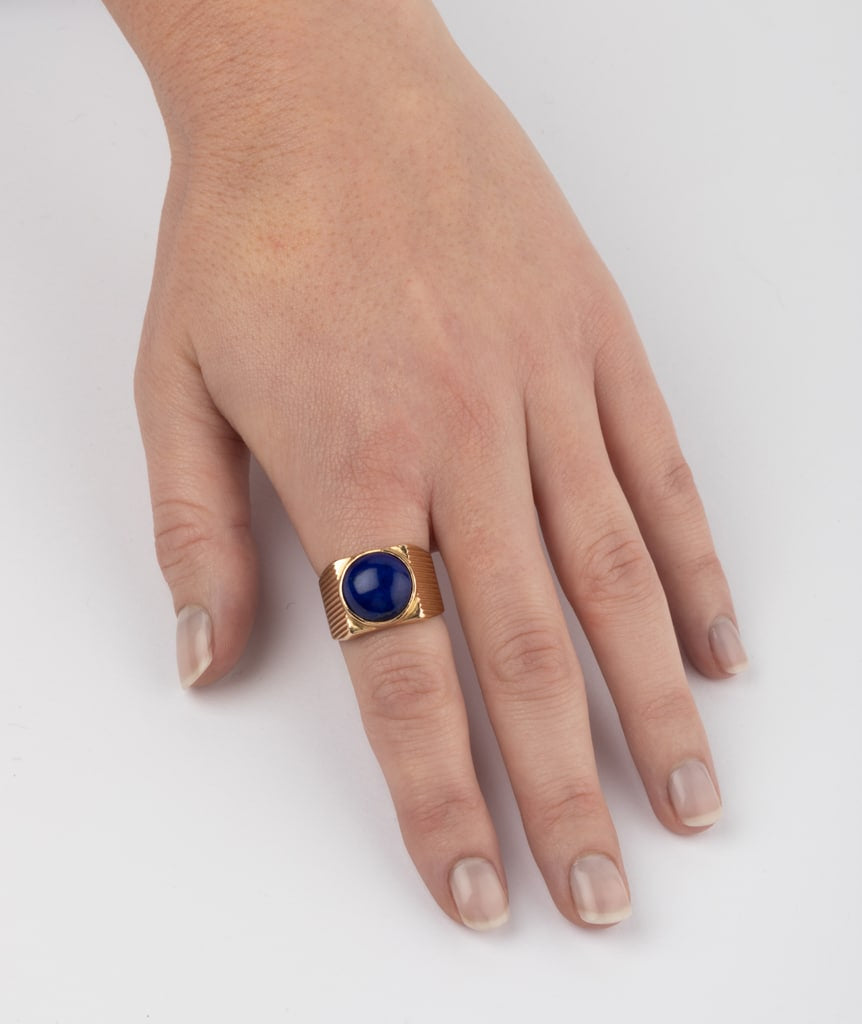 Bague cabochon ovale en opale naturelle remplie d'or 14 Bague cabochon ovale en opale naturelle remplie d'or 14