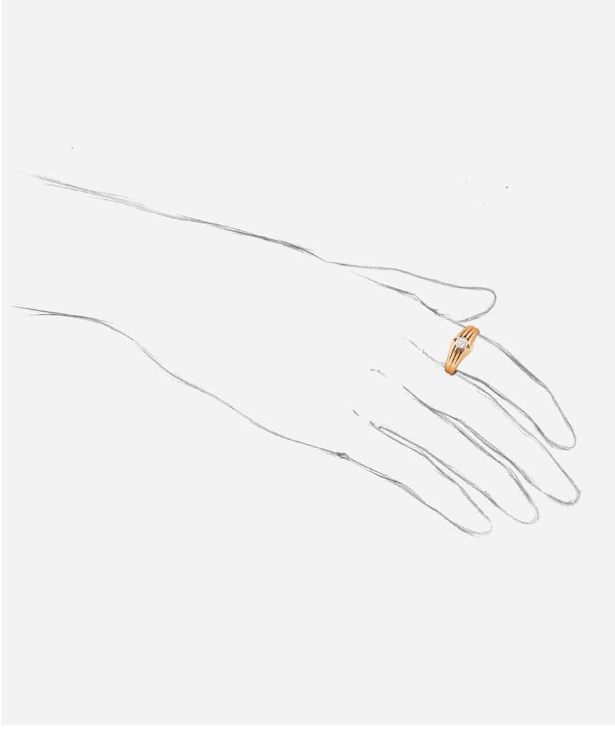 Caillou Paris - Bague jonc ancien diamant "Chiheb" porter