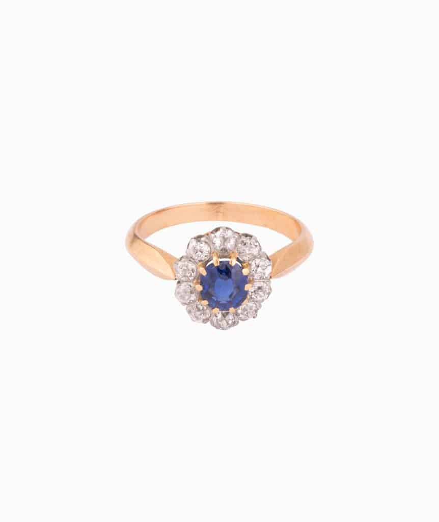 Caillou Paris Bague Marguerite Ancienne Saphir Et Diamants Henda