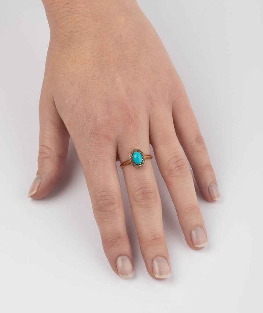 Caillou Paris Bague Marguerite Ancienne Turquoise Et Diamants Elme Porter
