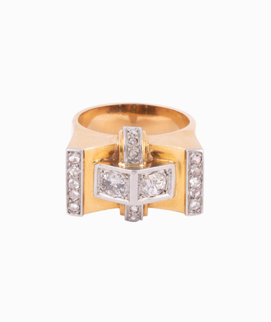 Caillou Paris Bague tank diamants Arun