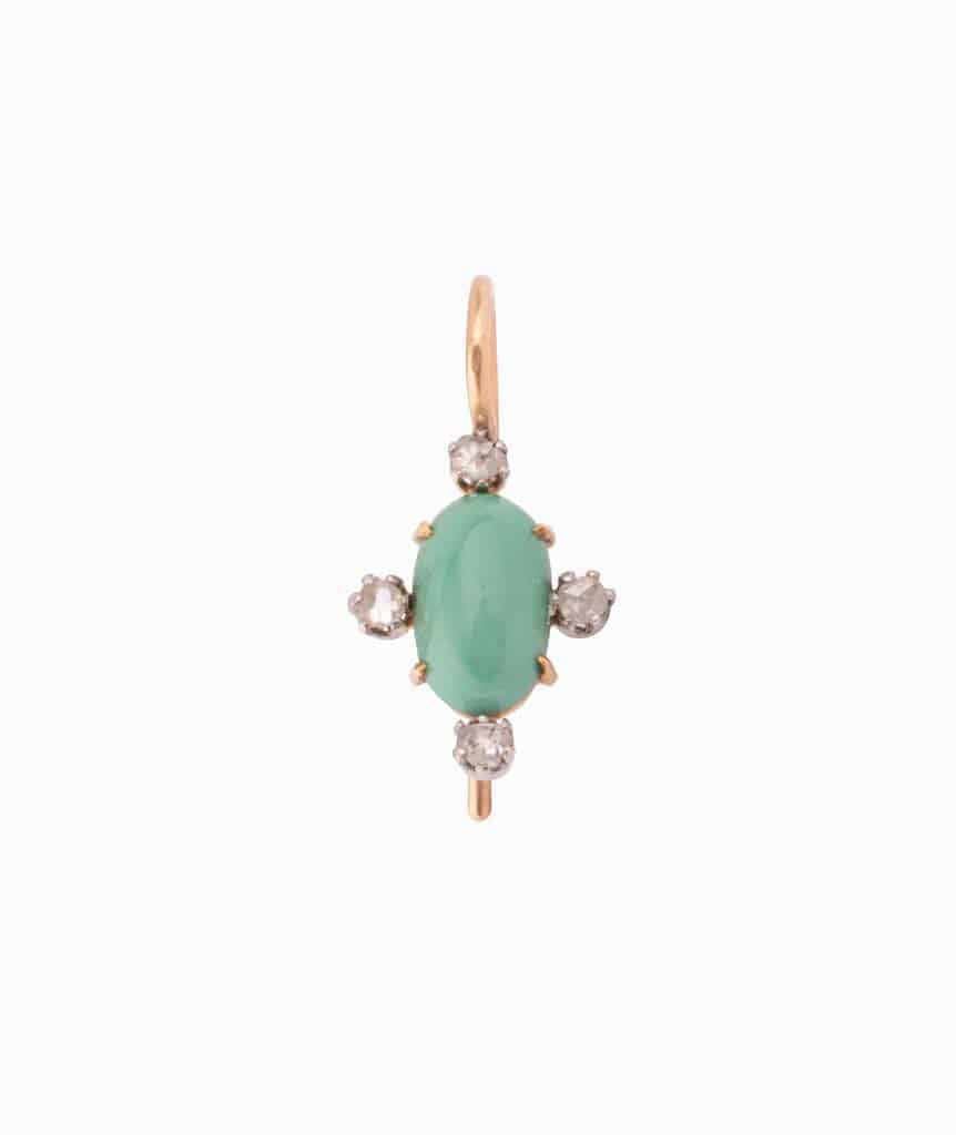 Caillou Paris Boucle D Oreille Unique Turquoise Et Diamants  romea