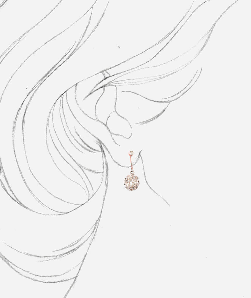 Caillou Paris - Boucles d'oreilles anciennes Mitalia porter