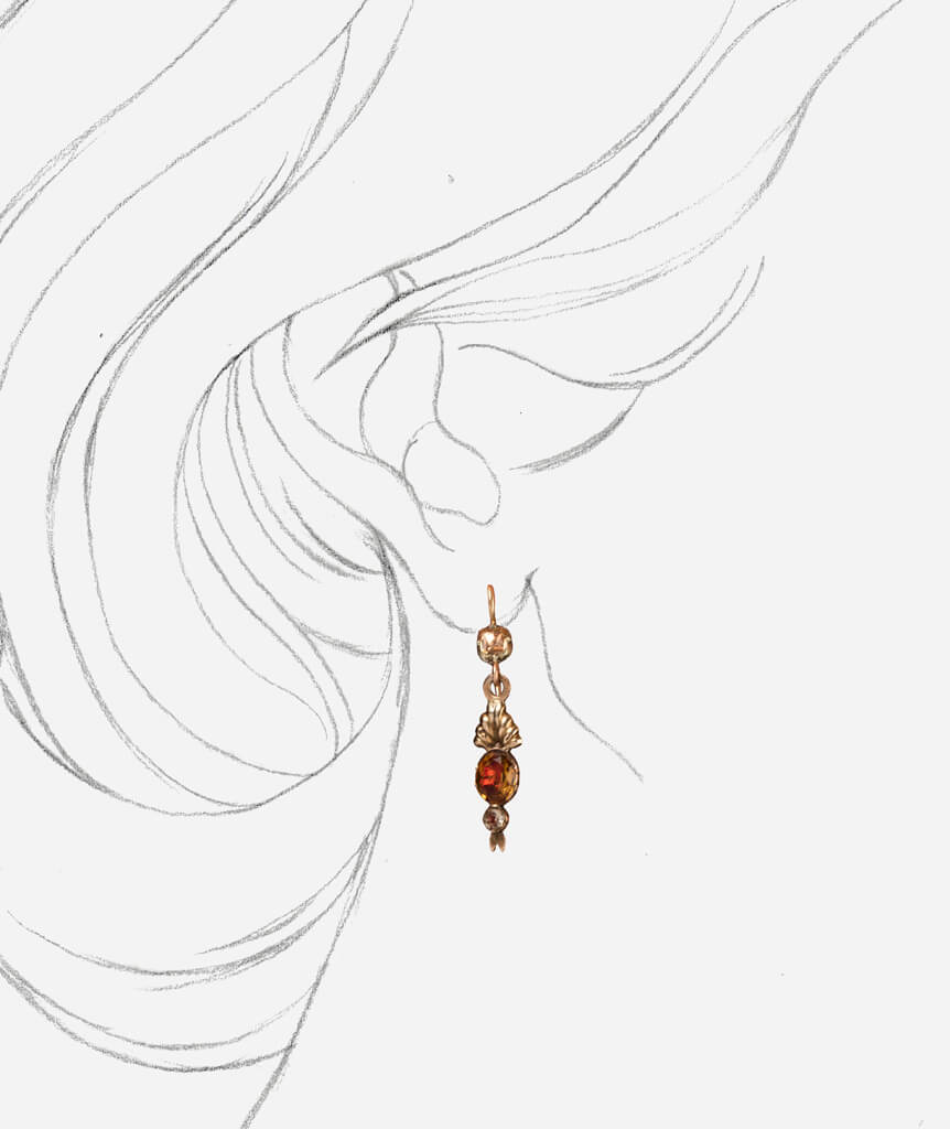 Caillou Paris - Boucles d'oreilles anciennes citrines Arpina porter