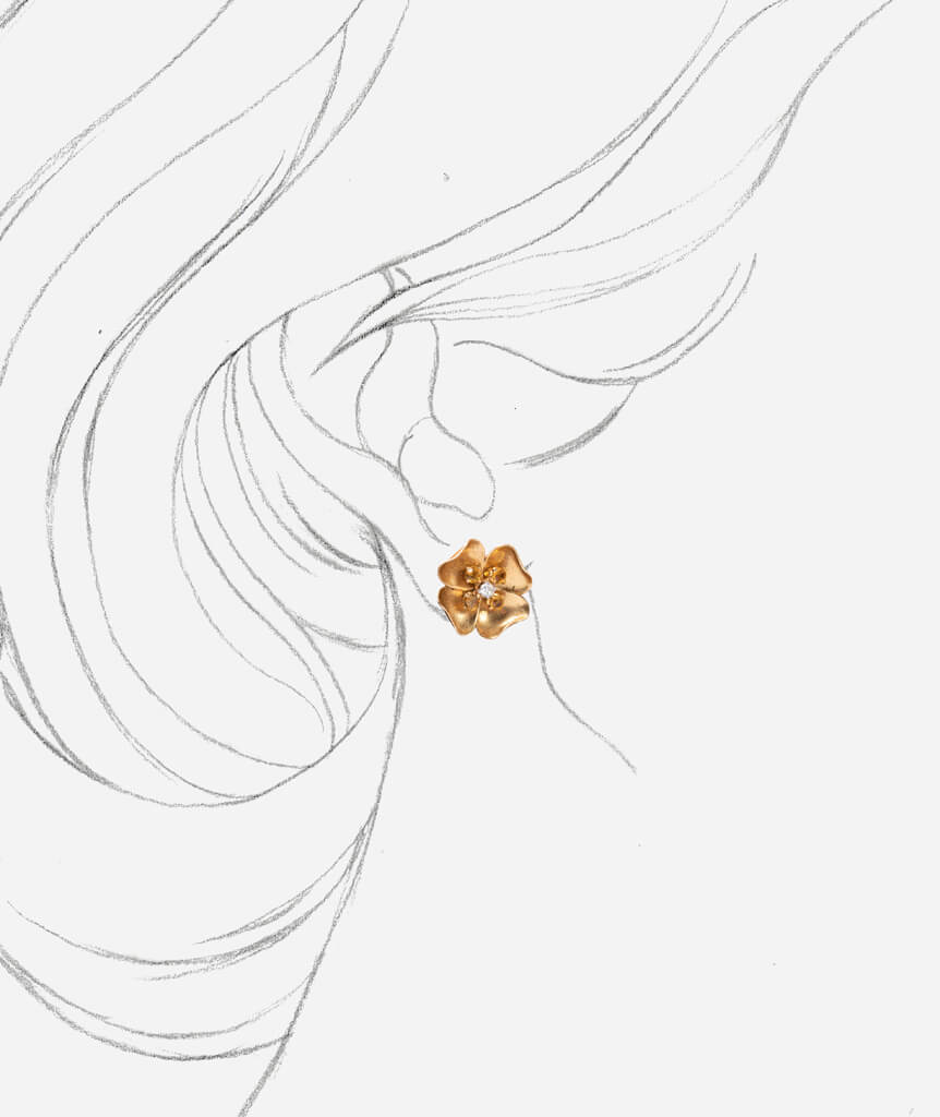 Boucles d'oreilles anciennes fleurs Asteria porter