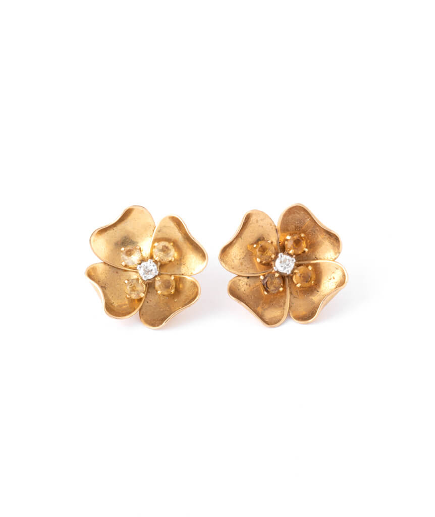 Boucles d'oreilles anciennes fleurs Asteria
