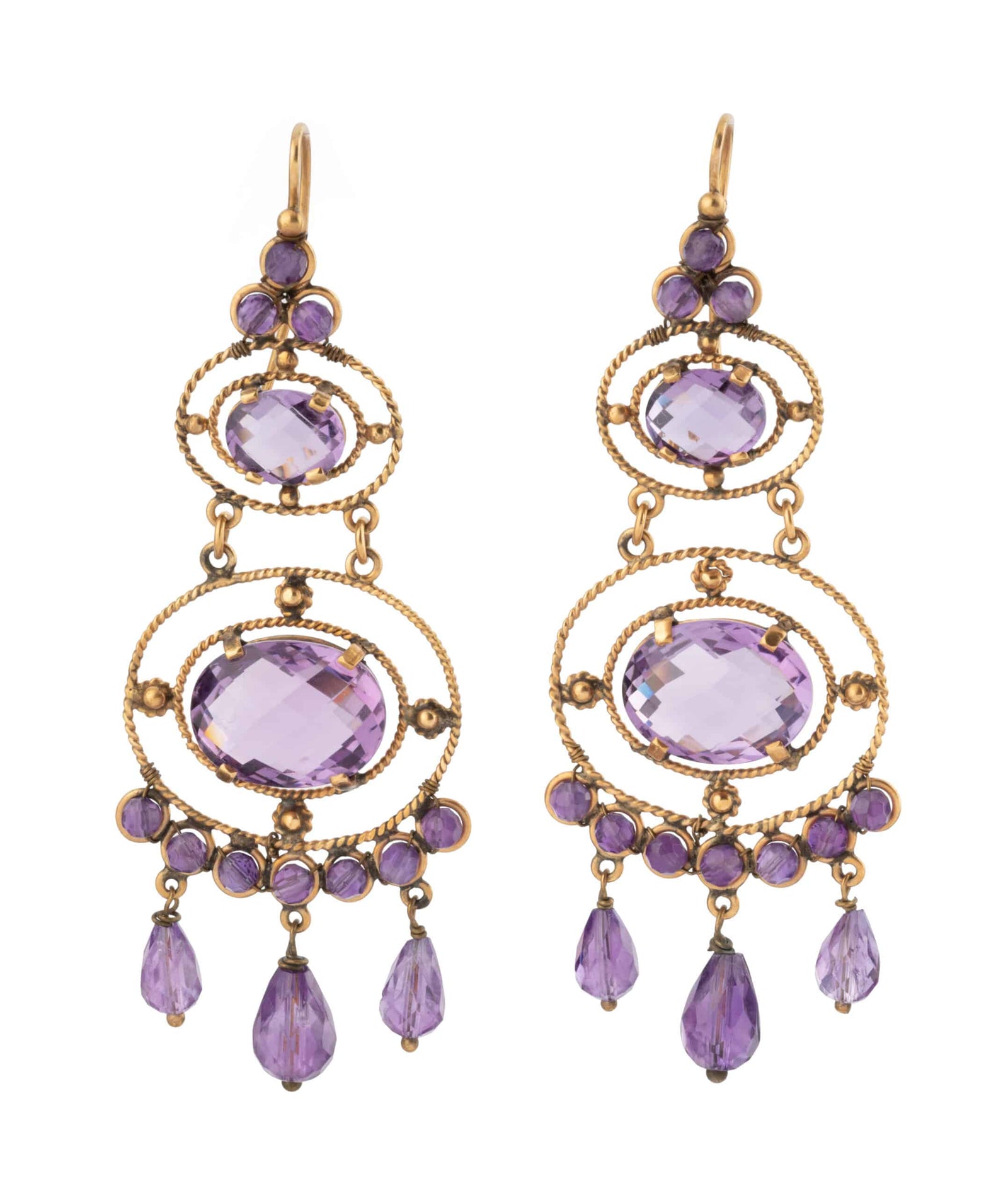 Caillou Paris Boucles Oreilles Anciennes Amethystes Karri