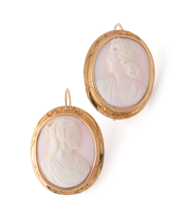 Caillou Paris Boucles Oreilles Anciennes Camee Corail Duy Face