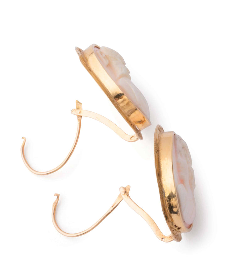 Caillou Paris Boucles Oreilles Anciennes Camee Corail Duy Ouvertes