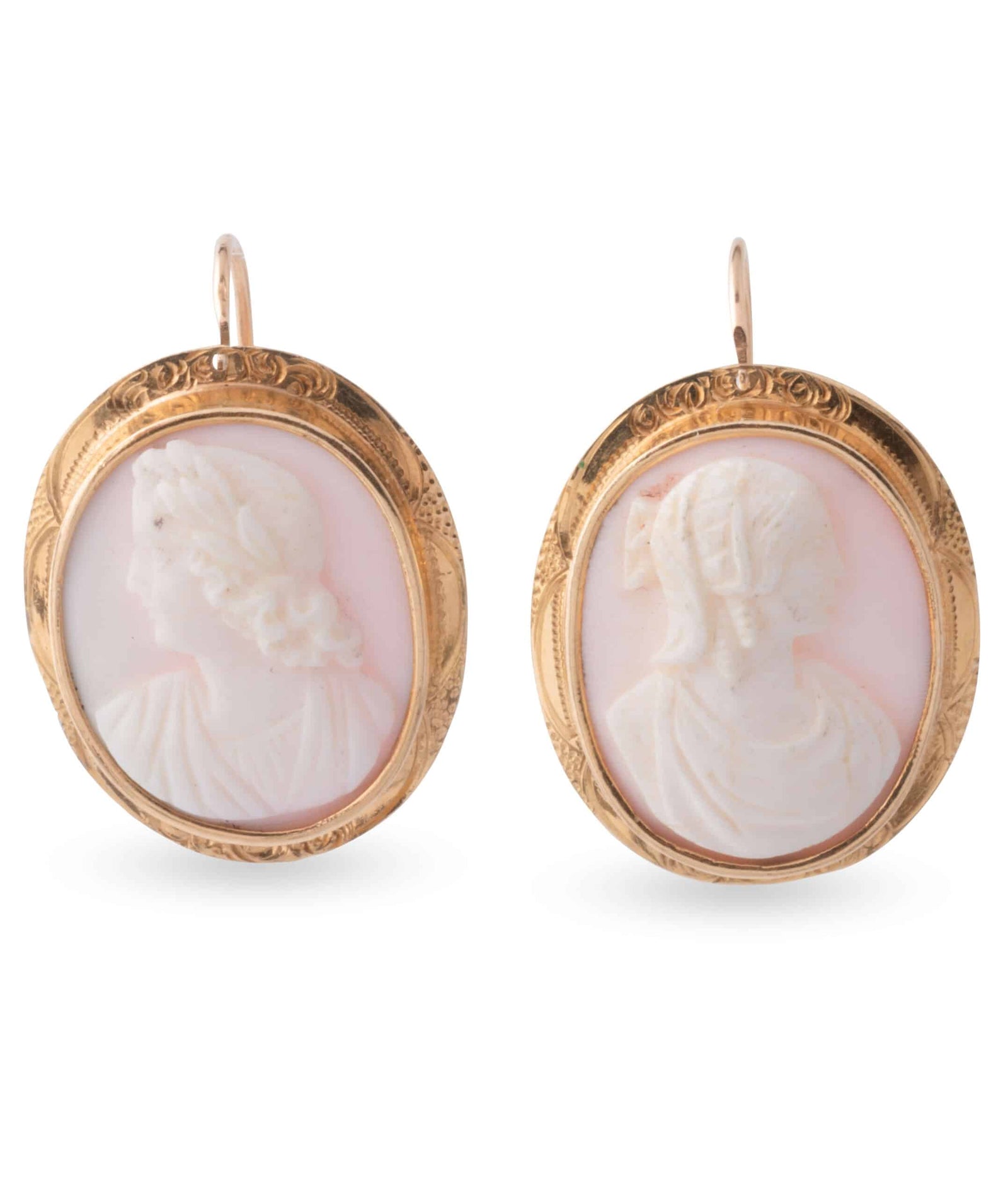 Caillou Paris Boucles Oreilles Anciennes Camee Corail Duy