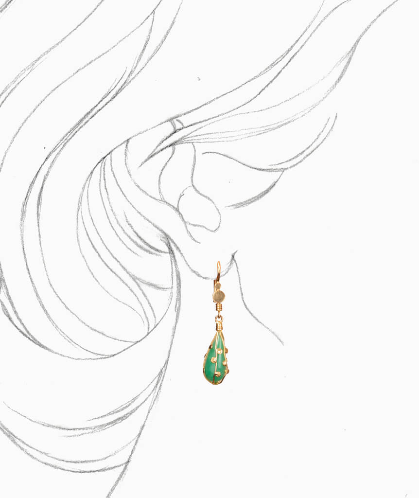 Pendants d'oreilles anciens jade Bakar porter