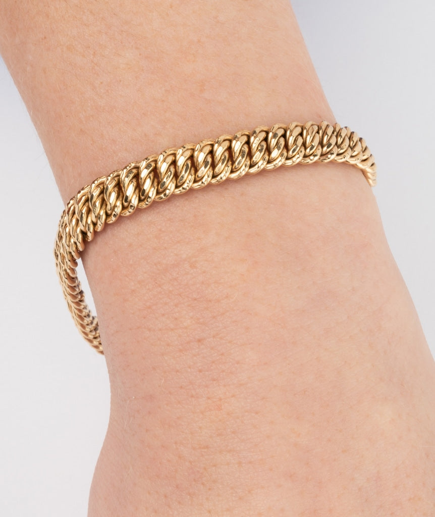 Caillou Paris Bracelet Ancien Or Maille Americaine Caley Porte